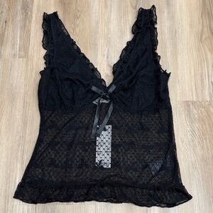 Kimchi Blue Sheer Black Lace Top